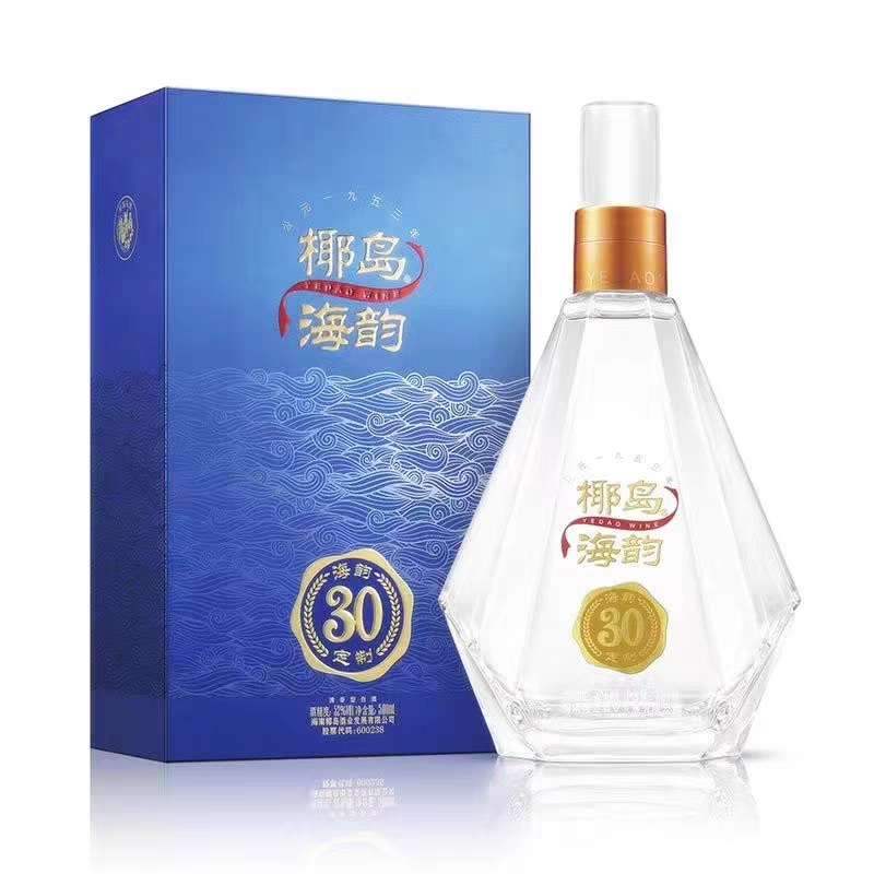 海南特产椰岛海韵清香型白酒水30年纯粮食高度52℃度500ml瓶整箱