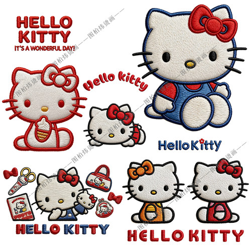 仿真刺绣凯蒂猫HELLOKITTY热转印
