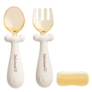 儿童训练自主进食叉子宝宝PPSU辅食勺子一岁练习学吃饭可弯曲餐具