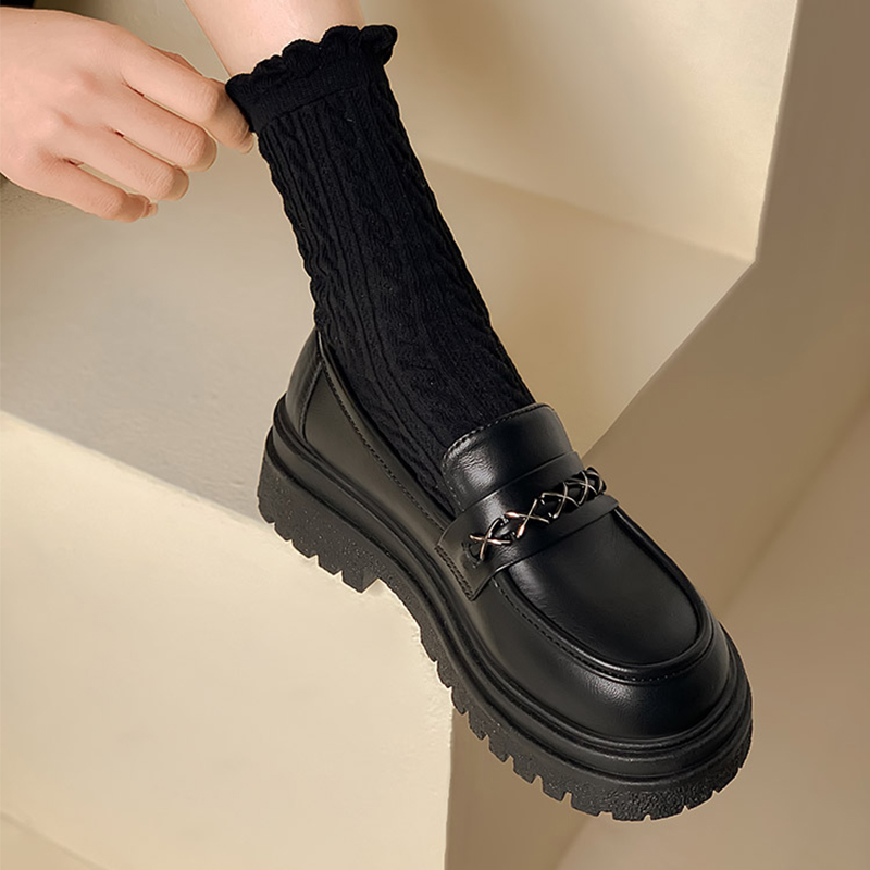 厚底小皮鞋女设计感小众2025年新款春夏黑色英伦风日系单鞋乐福鞋