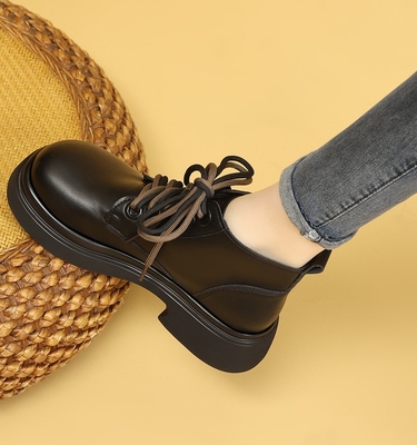 真皮厚底英伦风马丁靴女2025新款秋冬季加绒软底低帮爆款小短靴子