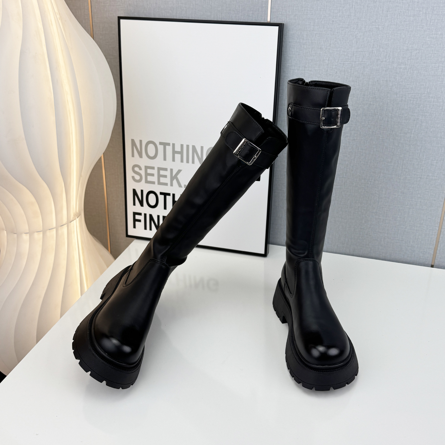 真皮复古加绒时尚马丁靴女2025年秋冬季新款百搭厚底不过膝长筒靴