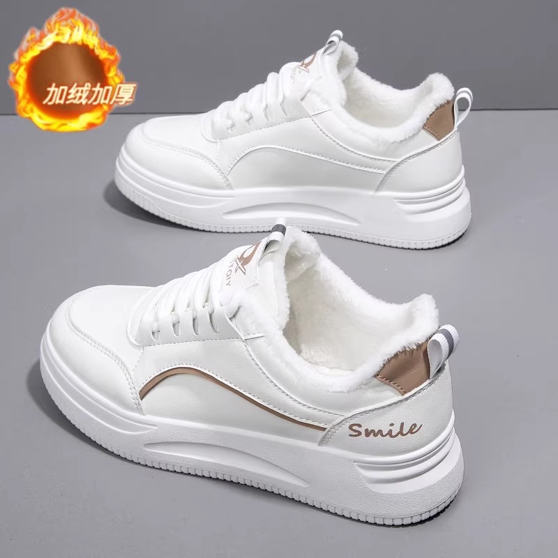 真皮厚底加绒小白鞋女2025年秋冬季新款百搭二棉鞋休闲运动板鞋子