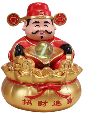 循环流水财神爷摆件开业乔迁礼