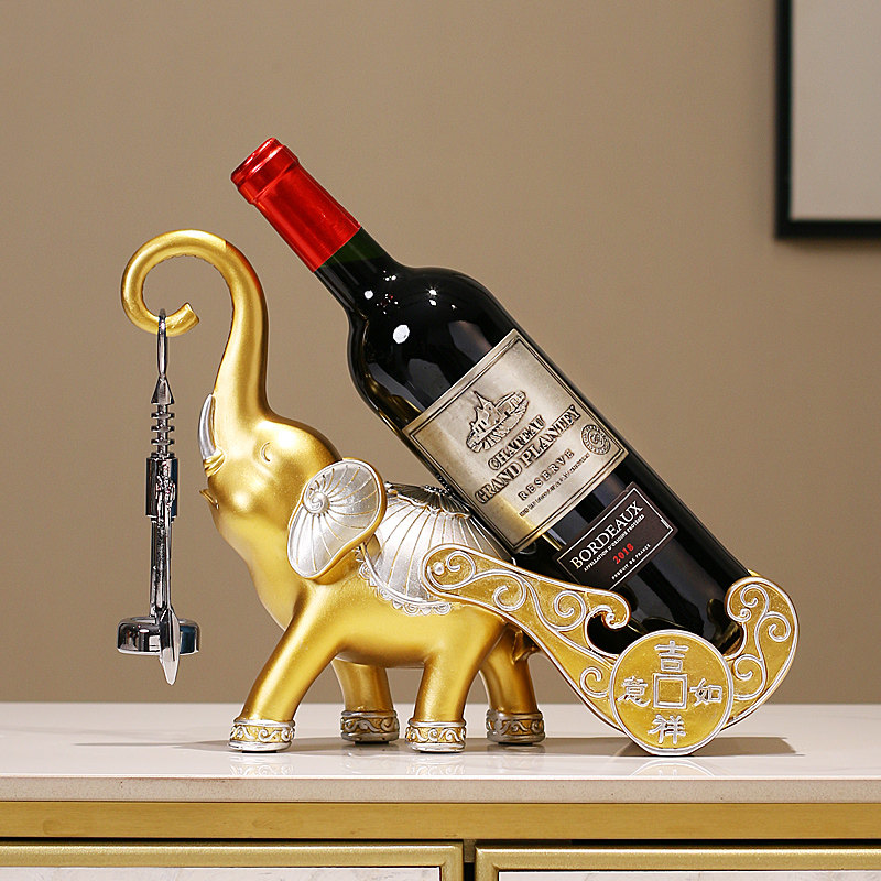 吉象红酒架摆件斜放酒柜装饰品新中式乔迁礼物橱柜餐边柜实用酒托