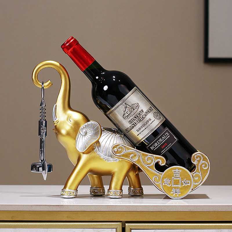 吉象红酒架摆件斜放酒柜装饰品新中式乔迁礼物整体橱柜餐柜实用酒