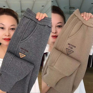 羊羔绒加绒加厚卫裤女冬季新款宽松显瘦哈伦裤小脚运动裤休闲长裤
