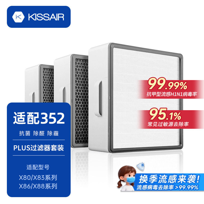 适配352空气净化器滤芯X80/X83C/X88C/X86C/X89C/Y100C除醛过滤网