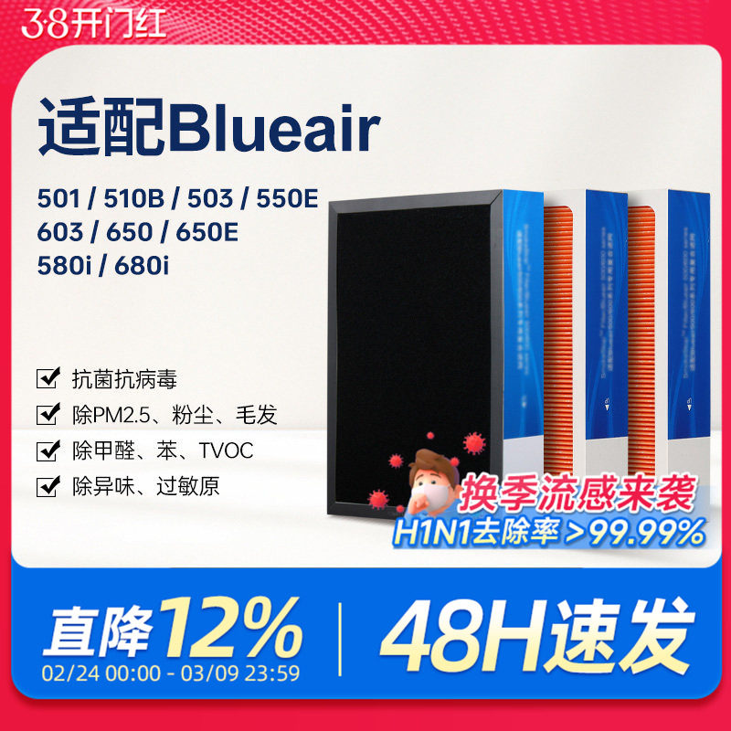 适配blueair滤网布鲁雅尔501/503/580i空气净化器过滤芯603/650