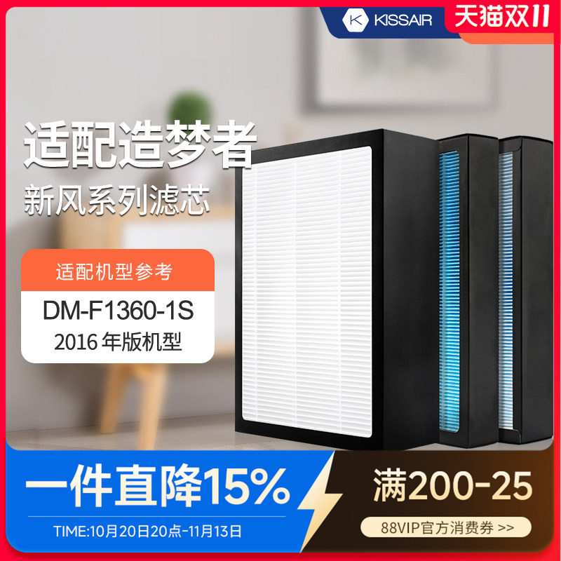 适配造梦者新风净化器滤芯DM-F1360-1S-F高效初效过滤网(2016版)