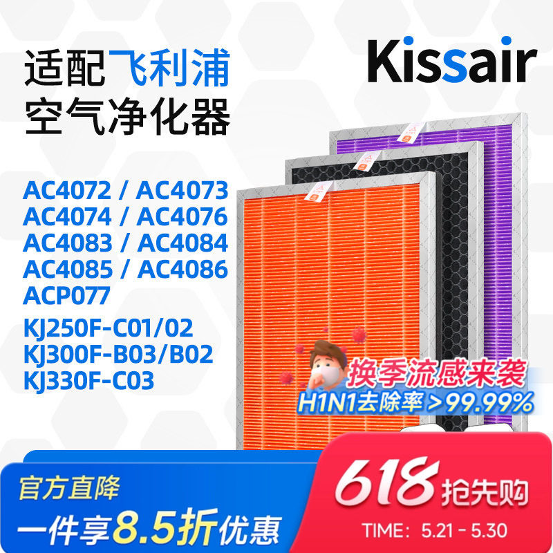 适配飞利浦空气净化器过滤芯ac4083/ac4084/ac4085过滤网除尘除醛