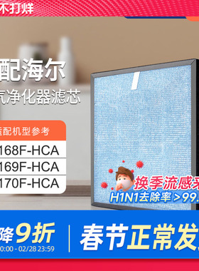 适配海尔空气净化器滤网KJ168F-HCA/ KJ170F-HCA活性炭HEPA过滤芯