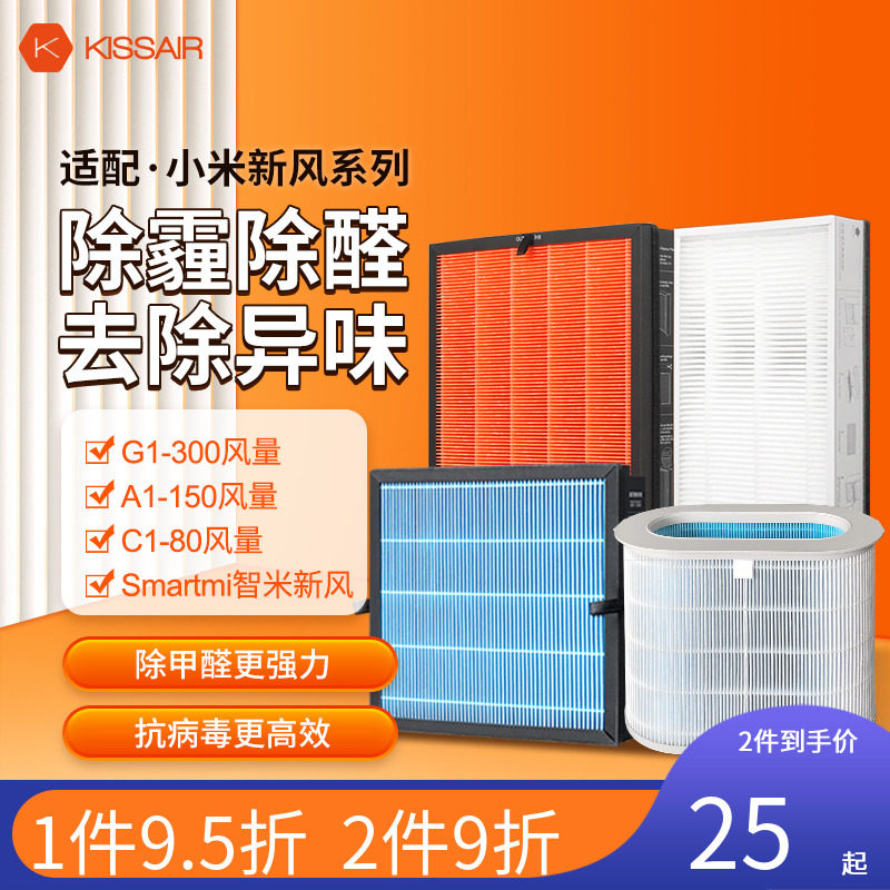 适配小米新风机滤芯300-G1/A1-150/C180风量智米中高效米家过滤网怎么看?
