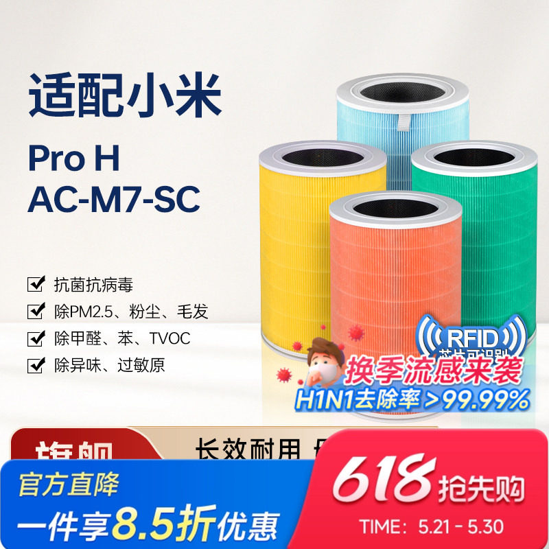 适配小米米家空气净化器滤芯ProH/AC-M7-SC除甲醛除尘复合过滤网