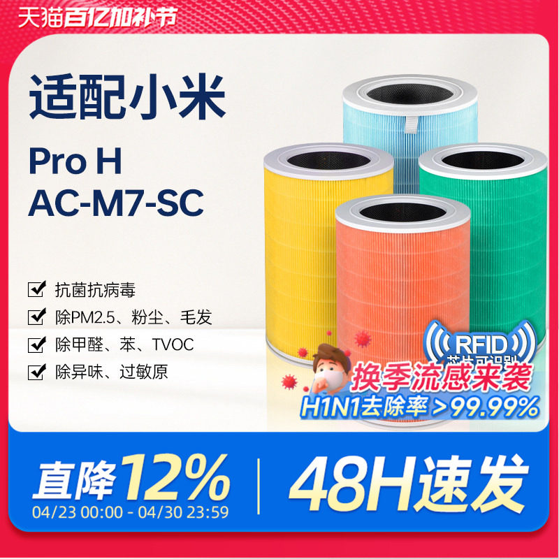 适配小米米家空气净化器滤芯ProH/AC-M7-SC除甲醛除尘复合过滤网
