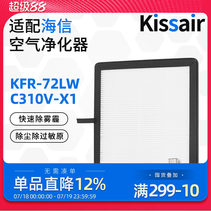 适配海信新风机空调滤芯KFR-72LW/C310V-X1高效过滤网