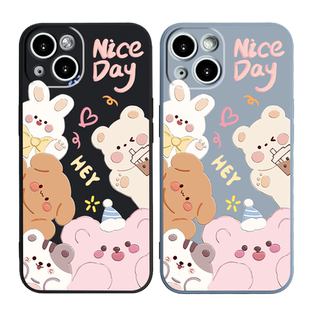 可爱动物手机壳适用苹果13液态硅胶iPhone11Promax全包12新款xr/xs/x卡通minin十三7p/8plus动漫se2女por创意