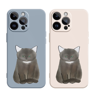 呆萌猫咪适用iPhonex秋冬手机壳12Pro max硅胶11苹果15新款13全包14保护套xsmax复古xr超火x创意7plus女生i8p