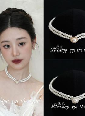 甲状腺术后遮挡项链夏天颈部遮疤痕珍珠锁骨项链遮脖子疤痕的饰品