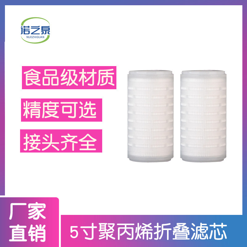 5寸折叠滤芯 精密过滤器气体液体过滤芯平口 带接头微孔折叠滤芯