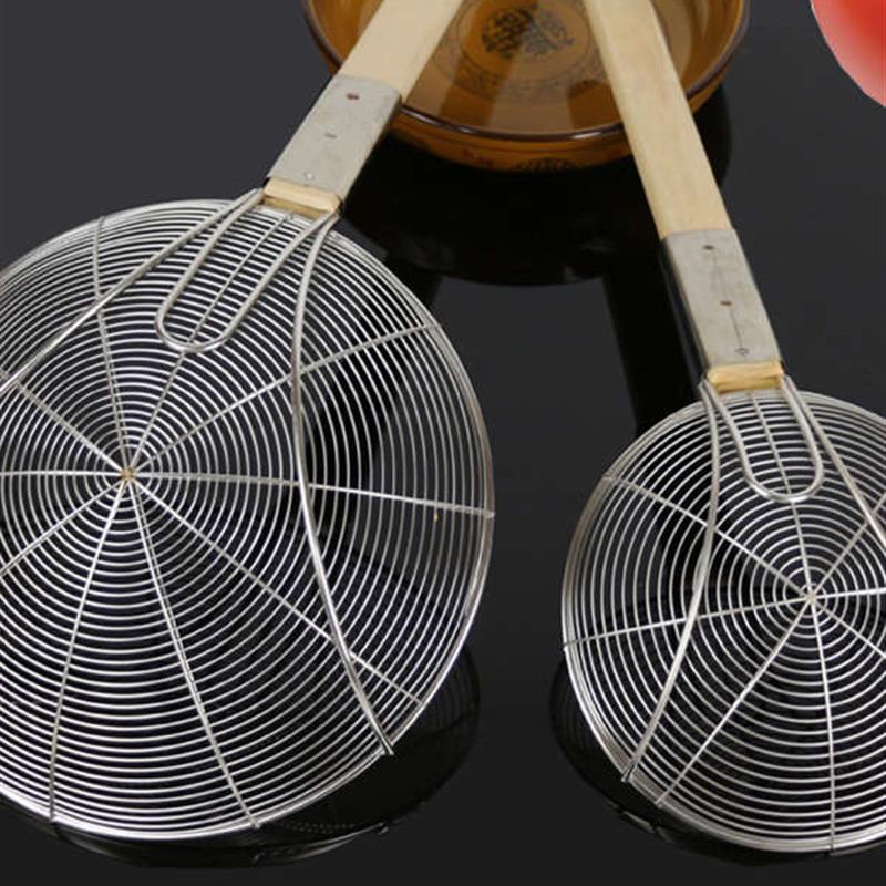 不锈钢线捞篱大漏勺过滤网笊篱钢丝篱炸篱木柄粉篱捞面条捞油炸网