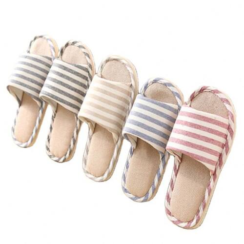 New Women Indoor Floor Flat Shoes Spring Autumn Linen Flip F