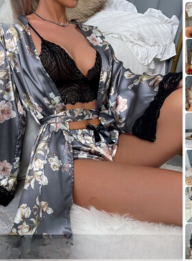 性感蕾丝开衫浴袍睡衣