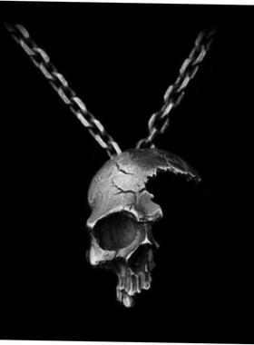 half face skull male necklace mens retro Skeleton jewelry饰