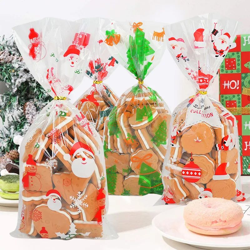 50Pcs Christmas Gift Bag Transparent Plastic Bags for Presen