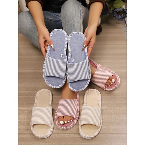 Women's Summer Striped Slippers Simple Fashionable Indoor Ho
