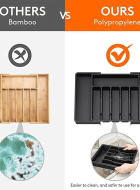 跨境新品Expandable Utensil Tray 抽屉可扩展餐具托盘刀叉收纳盒