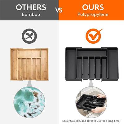 跨境新品Expandable Utensil Tray 抽屉可扩展餐具托盘刀叉收纳盒