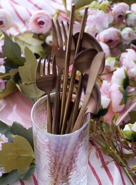04 stainless steel fork knife spoon steak rose gold cutlery