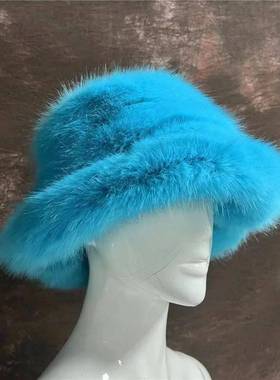 Faux Fur Hat Women's Elegant Autumn and Winter Fur Fisherman