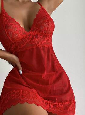 Sexy Sleepwear Deep-V Night Dress Women Sleeping Nightgown R