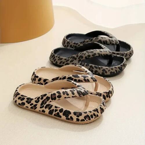 Women's Retro Leopard Print EVA Slides - Slip-On Open-Toe Be