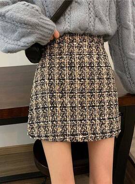 Fall Winter Plaid Wool Skirt Womens Plus Size Thick Woolen G