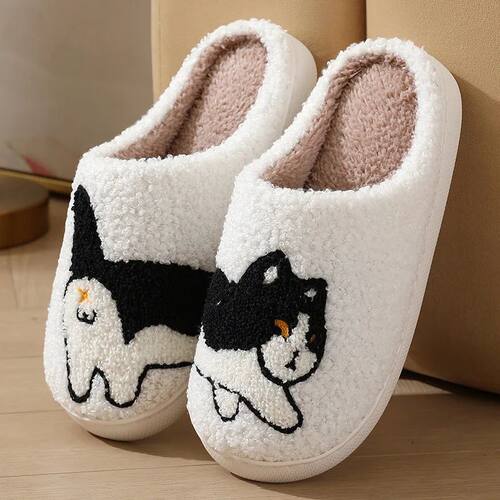 2024 Winter Women Black Cat Slippers Men Cartoon Home Black