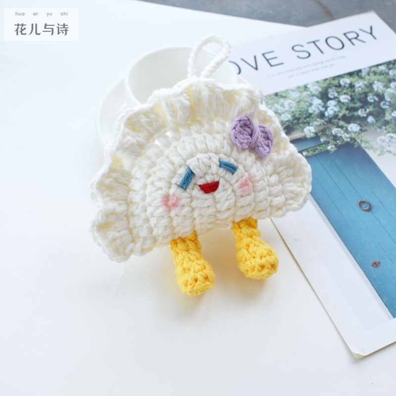 [成品]中秋团圆饺子耳机包手工编织甜美可爱迷你小包节日送人礼品