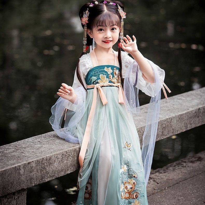 汉服女童可爱夏装中国风小女孩超仙短袖襦裙古装夏季
