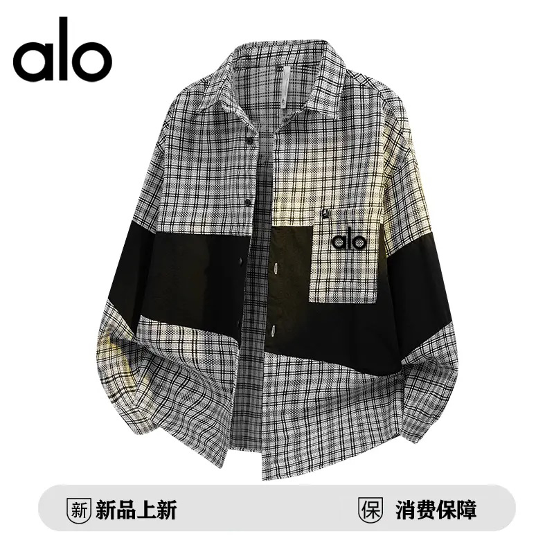 官方奥特莱斯】品牌折扣 秋季新款美式不规则撞色工装长袖衬衫男