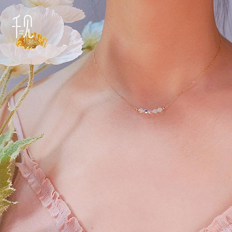 千见/原创设计14K包金锁骨链施华洛水晶微笑项链小众高级感人气款