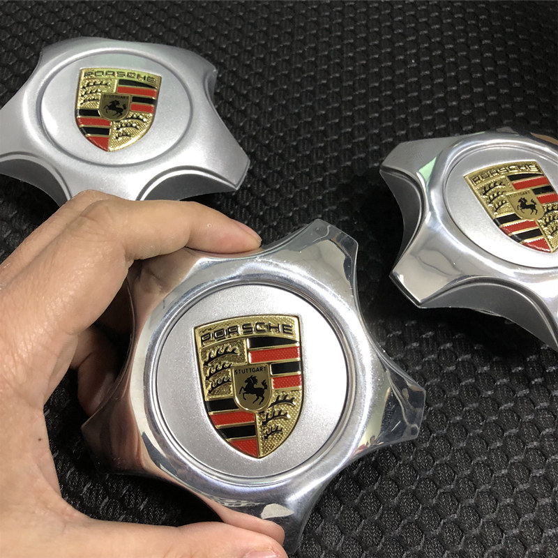 保时捷老款卡宴轮毂盖彩标专用凯宴03至10款改装轮胎中心五爪标志