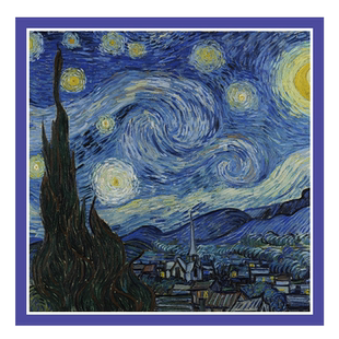 梵高春夏复古气质油画桑蚕丝艺术画小丝巾女百搭真丝小方巾礼盒装