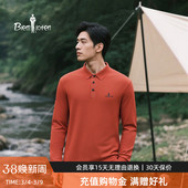上衣T恤休闲户外亲肤弹力翻领长袖 比音勒芬男士 POLO 干爽珠地
