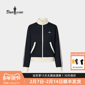 女立领外套针织夹克8832559A01 新款 暗纹提花 比音勒芬2025秋季