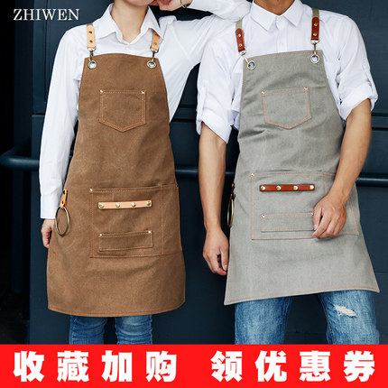 理发师专用围裙定制logo咖啡纹身师美发店工作服潮花艺师围裙网红