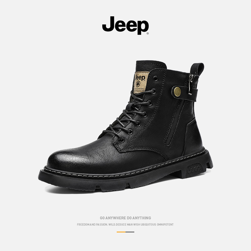 JEEP JEEP WINTER MARTIN BOOTS MENS FLEECE COTTON SHOES SNOW BOOTS HIGH TOP MENS SHOES WARM MID TOP MENS CARGO BOOTS