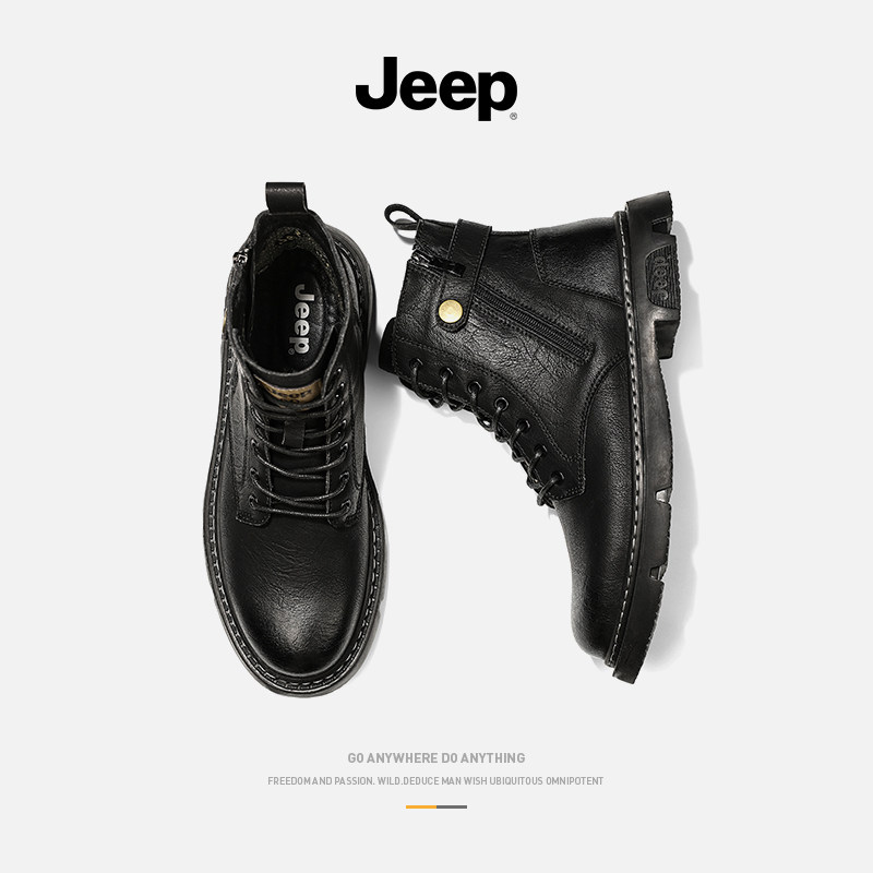 JEEP JEEP WINTER MARTIN BOOTS MENS FLEECE COTTON SHOES SNOW BOOTS HIGH TOP MENS SHOES WARM MID TOP MENS CARGO BOOTS