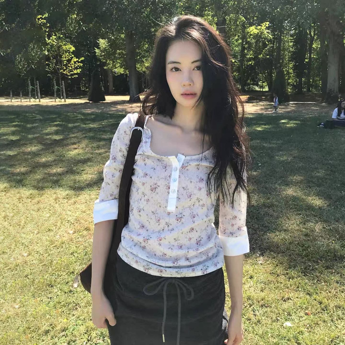 archivejtou复古甜美碎花长袖T恤